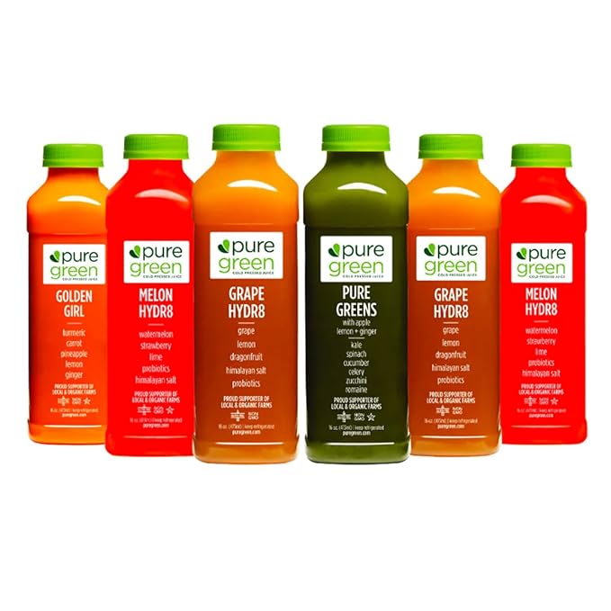Pure Green Cold Pressed Juice - Performance Pack - Fresh Functional Blend Natural Gluten Free Non-GMO No Artificial Colors or Flavors - Made from Real Fruits &amp Veggies (12 Pack)