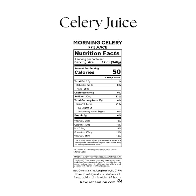 Raw Generation 100% Raw Celery Juice – Improves Acid Reflux and Gut Health | Single Ingredient | Never From Concentrate (18 Bottles)