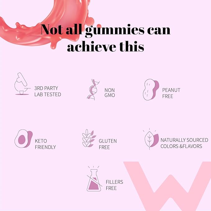 Wondermoon Women’s Collagen Gummies with Vitamin C Biotin &amp Zinc – Daily Nutritional Support – Hydrolyzed Collagen Peptides Peach Flavor Plant-Based 60 Gummies