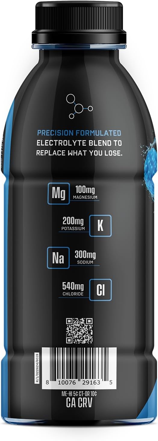 Jocko Fuel Hydrate Electrolyte Drinks - Sports Drink Hydration Amplifier Thirst Quencher - Scientifically Formulated Electrolyte Blend Blue Raspberry 16 Oz (12 Pack)