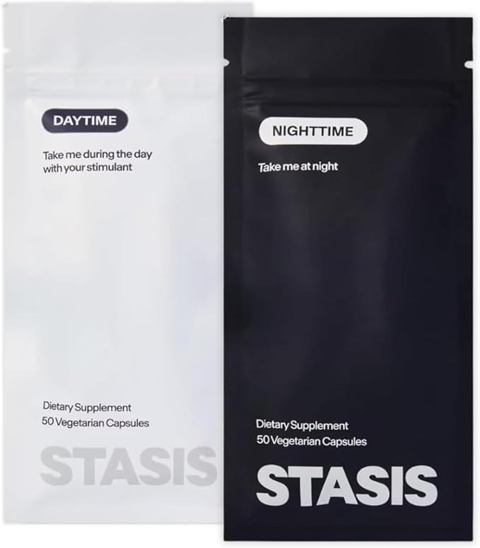 STASIS Daytime &amp Nighttime Supplement Refill Bundle Morning &amp Evening Routine Support Capsules 1 Month Supply