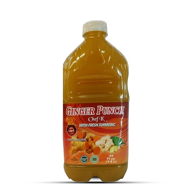 Chef K Inc. | Ginger Punch with Fresh Turmeric | ImmuneBoosting Family Size | 64 oz 4 Pack