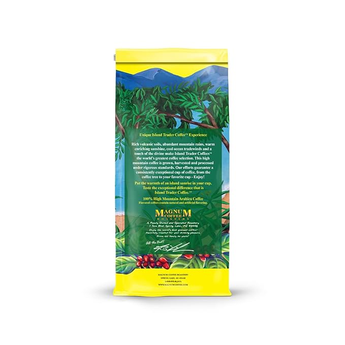 Magnum Exotics Island Hazelnut Ground Coffee - Flavored Hazelnut Medium Light Roast Coffee Grounds Gourmet Roasted Bulk Brew Rich &amp Smooth Flavor Fresh Roast - 32 oz (2 lb) Bag