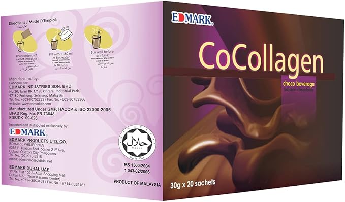 EDMARK COCOLLAGEN Flavored Powder | Marine Collagen w/ Natural Extracts | Supports Skin Elasticity Hydration &amp Radiance | Nutrient-Rich Beverage for Daily Wellness Glow &amp Beauty | 30g x 20 S
