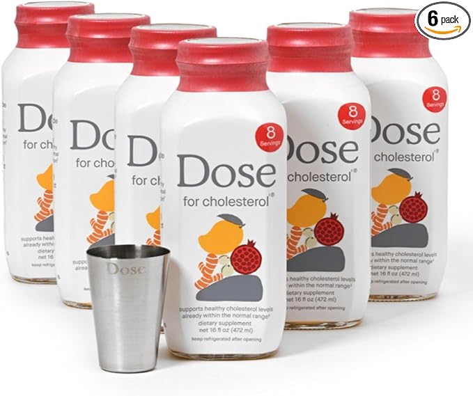 DOSE for Cholesterol Supplements Maintain Healthy Cholesterol Levels and Supports Cardiovascular Health Gluten-Free Vegan Zero Sugar 16oz Bottle 6 Pack (6 Week Supply)