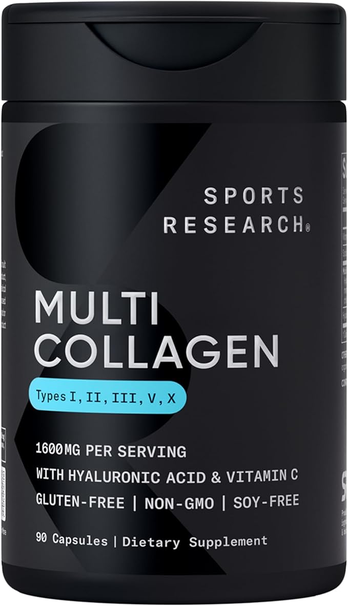 Sports Research® Supplements for Women Pack - Biotin 10000mcg + Multi Collagen Pills Collagen Peptides (Type I II III V X) Enhanced with Hyaluronic Acid &amp Vitamin C + Vitamin D3 + K2 5000iu