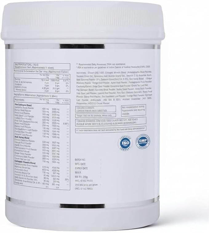 Collagen Builder Veg Plant Based Powder for Women and Men for Skin Glow with Hyaluronic Acid Glutathione Vitamin Extracts Pro Collagen Super Food 250 gram Strawberry Flavour No Added Sugar