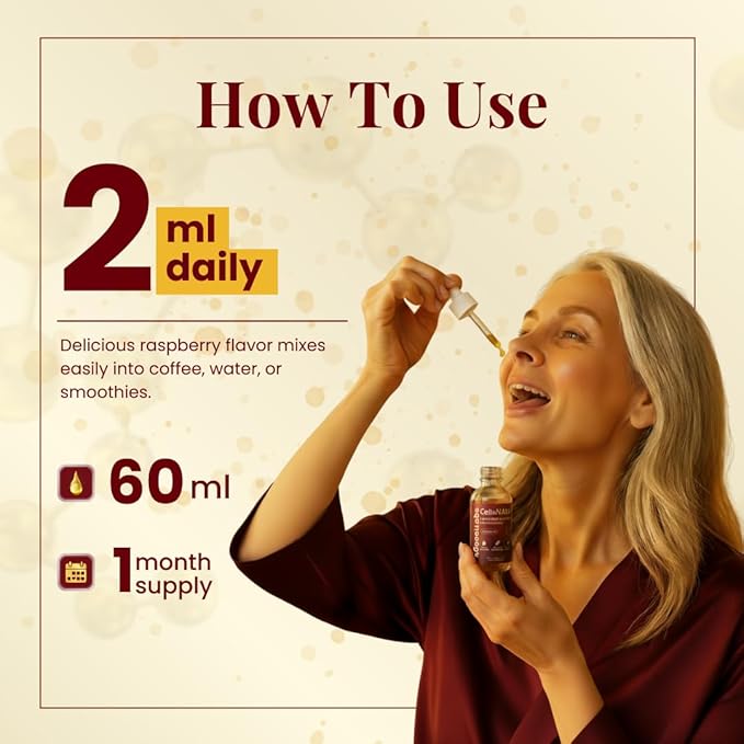 Liposomal NAD+ Supplement Liquid Drops - High Potency NMN Alternative for Cellular Energy Healthy Aging &amp Brain Fog - Fast-Absorbing NAD Liquid Formula (2oz)