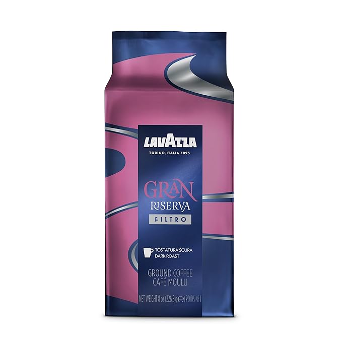 Lavazza Gran Riserva Filtro Ground Coffee Dark Roast 8oz Brick (Pack of 20)