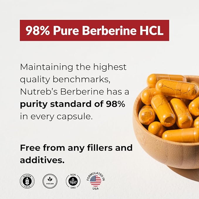Berberine Supplement 1200mg - 5X Higher Absorption - Ultra Pure 98% Berberine HCL - Healthy Weight Management Immune Support - Non GMO Manufactured in USA - 60 Vegan Capsules