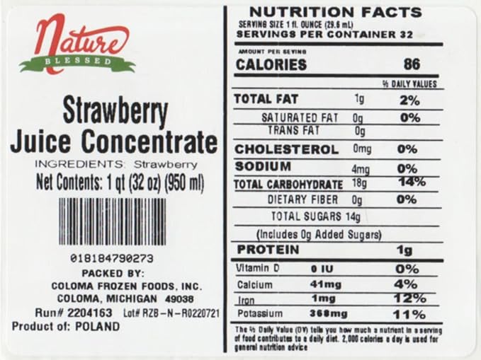 Nature Blessed 100% Pure Strawberry Concentrate - 1 Quart (1/32 fl oz bottle) Applications: Home Wine Making Beer Brewing Distilling Mead Smoothies Making Jelly