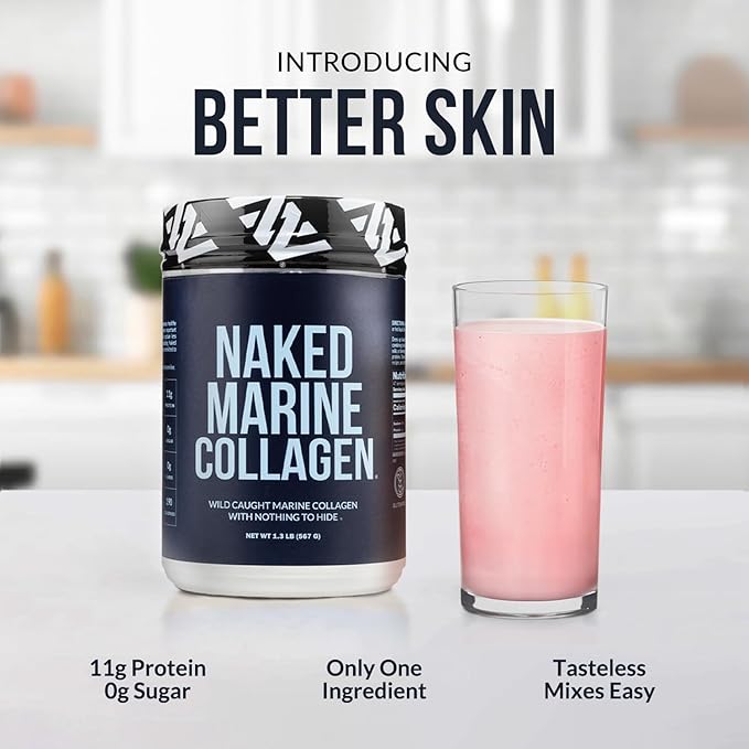 NAKED Marine Collagen Peptides Protein Powder - Unflavored - from Wild Caught Cod - Paleo Friendly Non-GMO Soy-Free Gluten-Free - 47 Servings