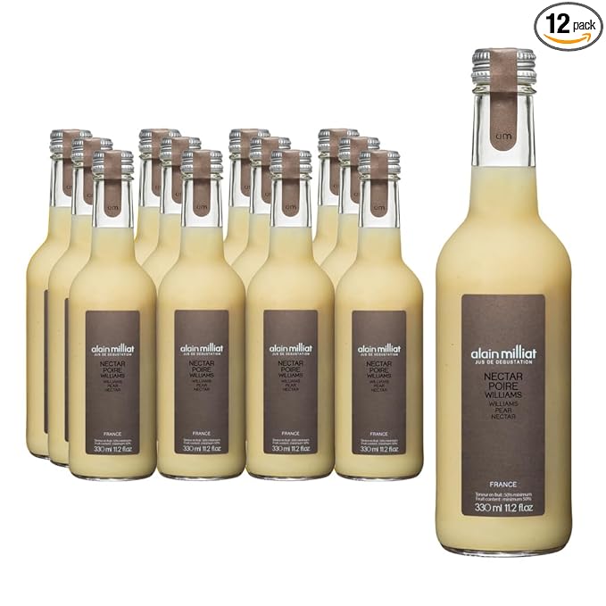 Alain Milliat Williams Pear Nectar 11.2 Fl Oz (Case of 12 330ml Glass Bottles) | Imported from France
