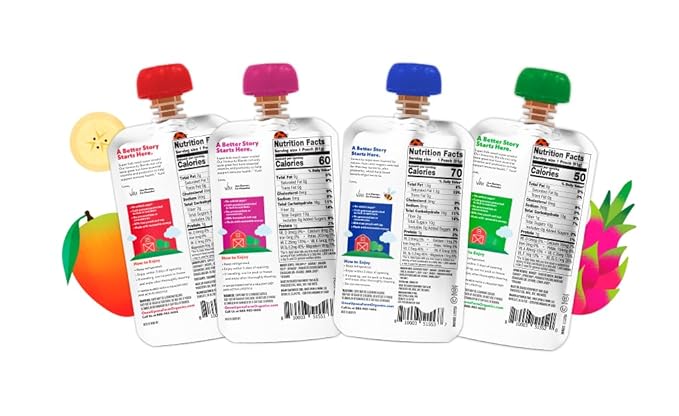 Once Upon a Farm | Immunity Blend | Apple Cherry &amp Elderberry Mango Banana &amp Spirulina Pineapple Banana &amp Dragon Fruit Pineapple | No Added Sugar | Variety Pack of 24