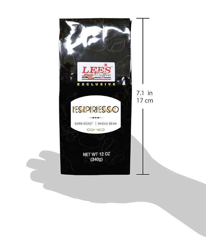 Lee's Coffee Exclusive-Espresso Whole Bean Coffee 12 Ounce