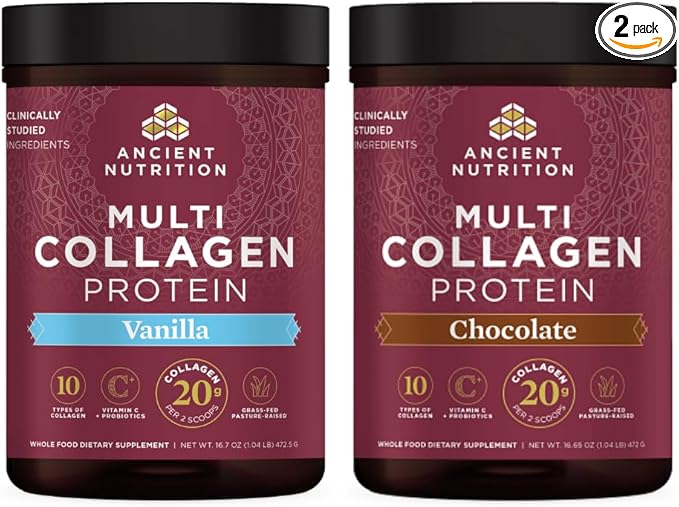 Ancient Nutrition Multi Collagen Protein Powder Vanilla 45 Servings + Multi Collagen Protein Powder Chocolate 45 Servings