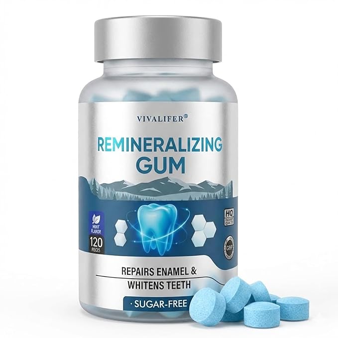 Remineralizing Chewing Gum for Enamel Strength 120 Count Nano Hydroxyapatite Gum with Xylitol Sugar Free Oral Care Mints for Fresh Breath and Dry Mouth Support