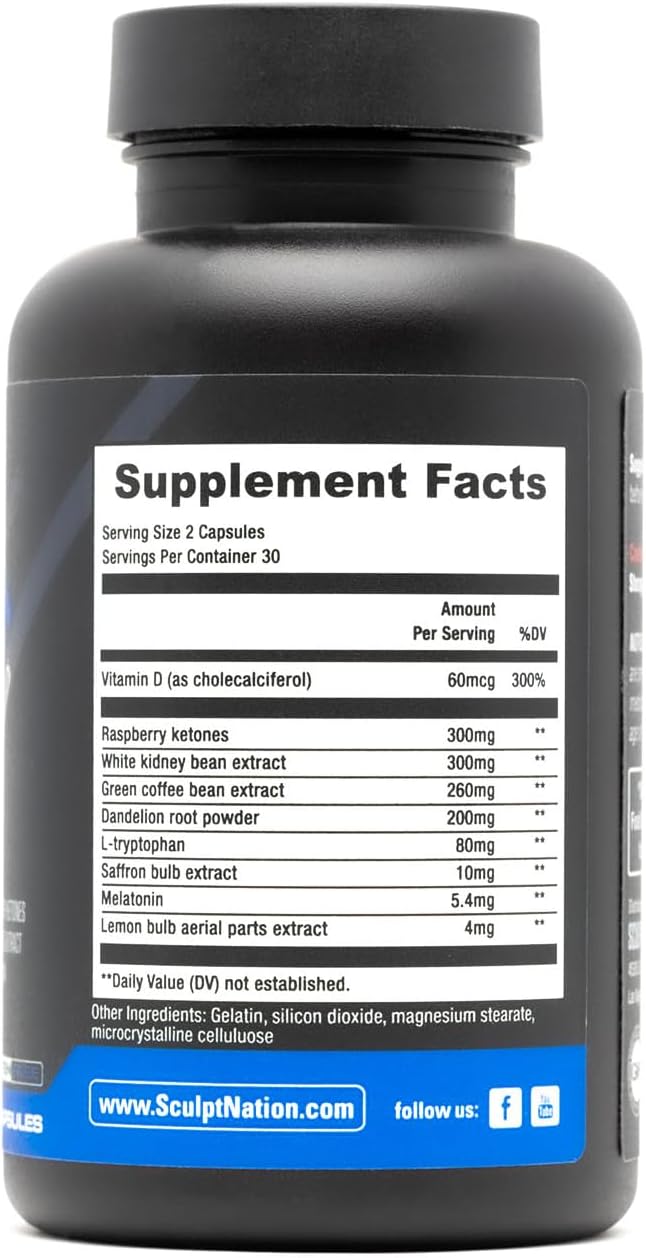 Sculpt Nation by V Shred T-Boost Max Burn Day and Burn PM with Ashwagandha Cayenne Green Coffee and Melatonin 3 Pack 60 Capsules Each