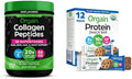 Orgain Hydrolyzed Collagen Powder + 50 Organic Superfoods 20g Collagen Organic Vegan Protein Bars Chocolate Chip Cookie Dough - 10g Plant Based Protein Bundle
