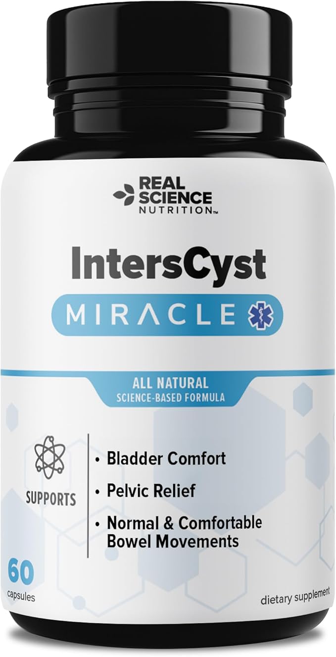Real Science IntersCyst Miracle – All Natural Supplement for Interstitial Cystitis Relief and Constipation with Vitamins C D B12 &amp K + Nitric Oxide Support – Bladder &amp Kidney Health Support