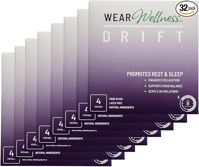 Drift Film Patches - Topical Sleep Patches for Rest &amp Relaxation - Patch with Valerian GABA and Lavender - Deep Natural Sleep - Long-Lasting Effect - 32 Pack