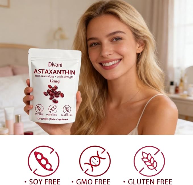 Cyano Divani Astaxanthin 12mg 4-Month SupplyEasy to Swallow Non-GMO120 Softgels