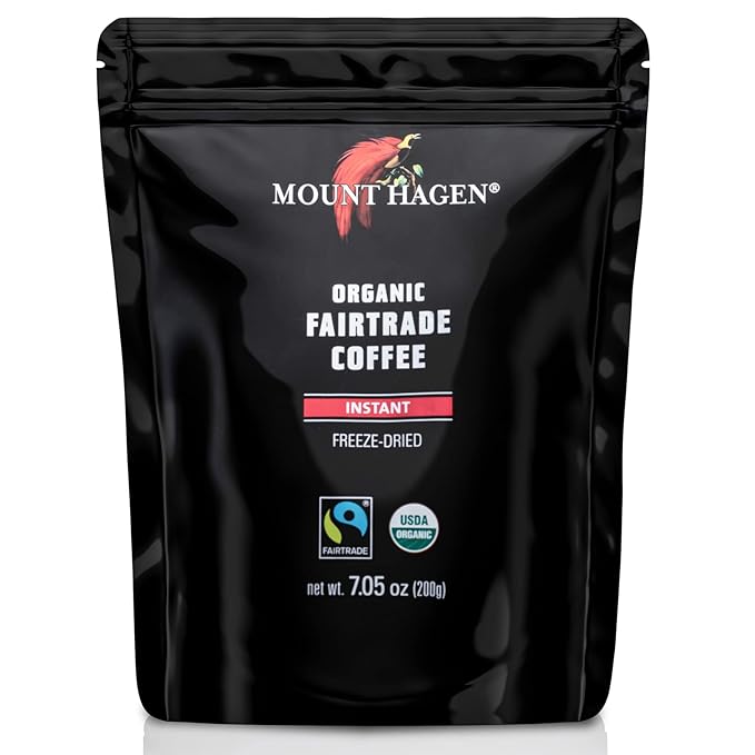 Mount Hagen Organic Freeze Dried Instant Coffee 7.05oz and Instant Espresso Ground Coffee 1.76oz Bundle