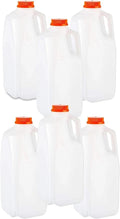 64 Oz. Empty HDPE Plastic Juice / Milk Bottles (Pack Of 6 x 64 Oz Ea) With Orange Tamper Evident Screw Caps – Great for Homemade Juices Milk Smoothies Tea and Other Beverages - Food Grade BPA Free