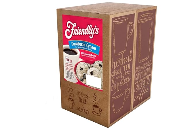 Friendly's Chocolate and Vanilla Flavored Coffee Pods for Keurig K Cup Brewers Cookies &amp Cream 40 Count (Pack of 1)