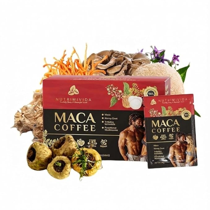 12 in 1 Maca Mushroom Coffee | Arabica Coffee with Maca | Herbs &amp Functional Mushrooms | Non-GMO Vegan | 15 Sachets