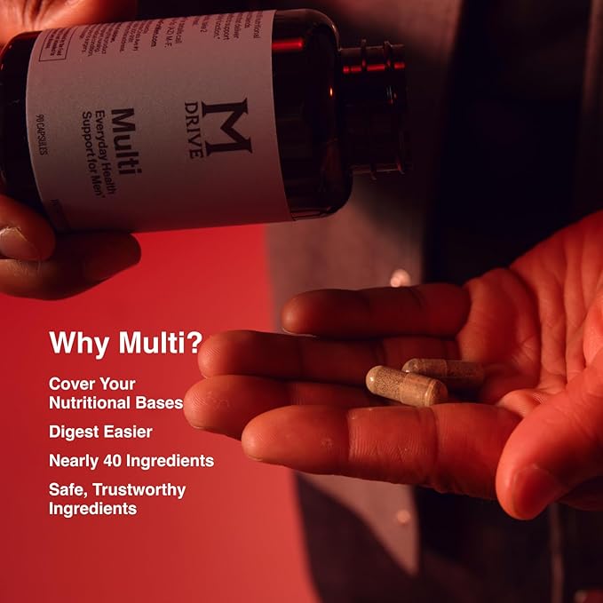 Mdrive Multivitamin for Men Daily Multivitamin - Immune Health Support from Zinc Selenium Manganese &amp Vitamin D Enzymes for Digestive Support CoQ10 for Energy and Vitamin K2 90 Capsules