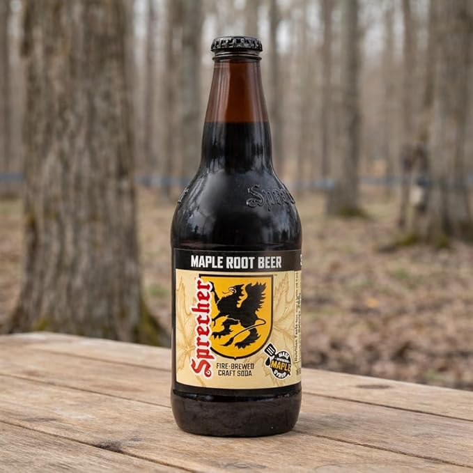 Sprecher Maple Root Beer Soda in 16 oz Glass Bottles (12 Pack) Fire-Brewed Gourmet Craft Soda Handcrafted with Real Maple Flavor and Real Honey