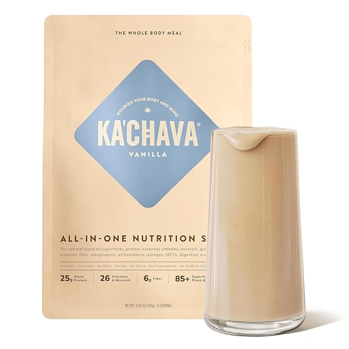 Ka’Chava Whole Body Meal Shake Vanilla 2 lb – Vegan Protein Powder with 85+ Superfoods &amp Greens – Plant-Based Meal Replacement with Probiotics &amp Digestive Enzymes – Gluten &amp Dairy Free (15