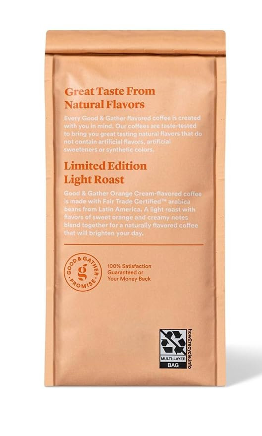 Naturally Flavored Orange Cream with Other Natural Flavors Light Roast Ground Coffee 12oz Good &amp Gather