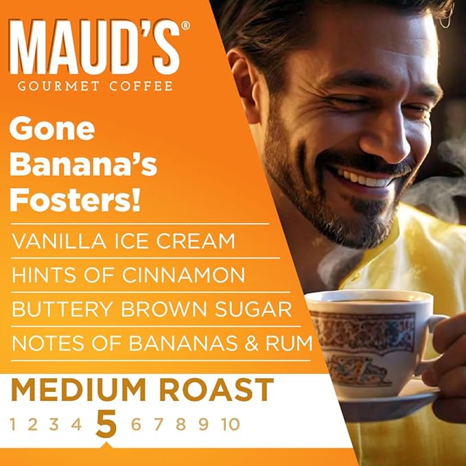 Maud's Banana Flavored Coffee Pods 50 ct Medium Roast Flavored Coffee in Single Serve Pods – 100% Arabica Beans Compatible with Keurig K Cups Maker