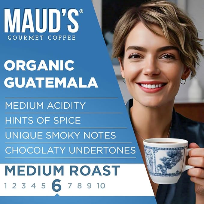 Maud's Organic Guatemalan Coffee Pods 50 ct Single Origin Guatemalan Medium Roast Coffee in Single Serve Pods – 100% Arabica Beans Compatible with Keurig K Cups Maker