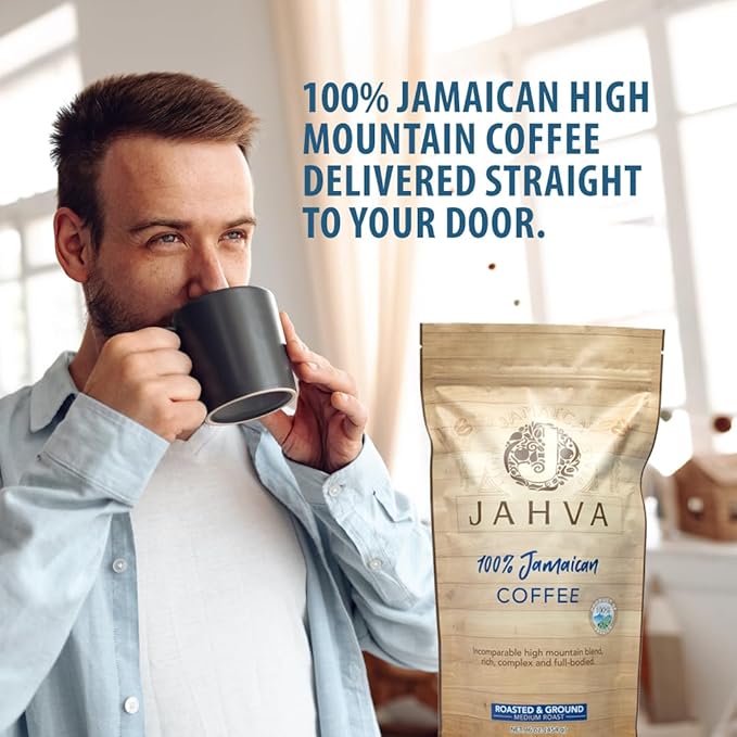 Jahva 100% Jamaican Coffee Medium Roasted and Ground from Jamaica (16oz.)