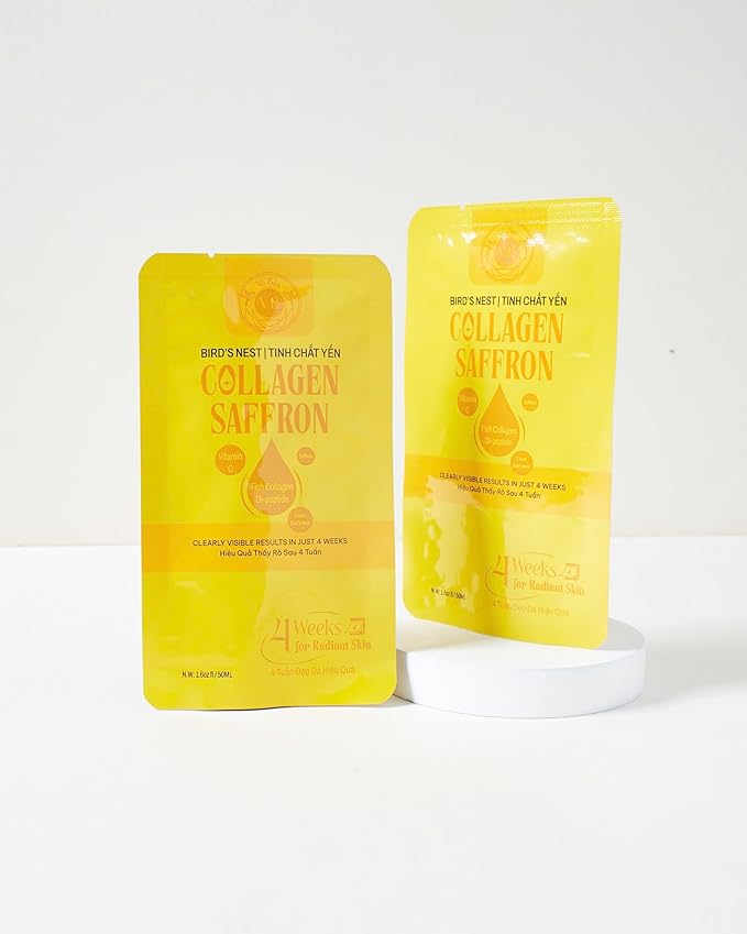 Yeahgoshopping Collagen Saffron Essence Drink – Fish Di-Peptide 2500mg with Vitamin C 30 Sachets 4-Week Skin Radiance Support Japan Breakthrough Technology