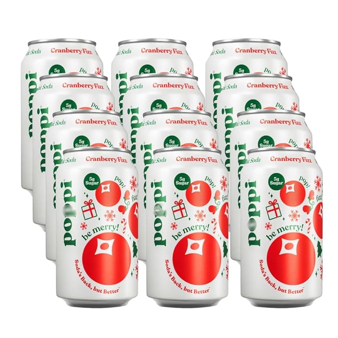 Prebiotic Soda Cranberry Fizz 12 fl oz Cans 12 Pack – Refreshing Sparkling Drink with Prebiotics Low Sugar &amp Low Calorie Clean Ingredients Gut-Friendly Beverage