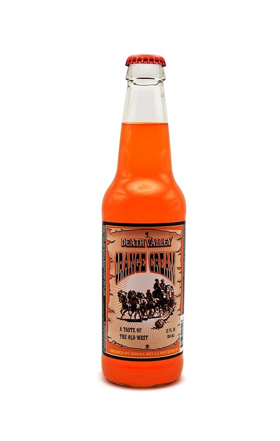 Generic Death Valley Soda | 6 Pack of Orange Cream Soda | Delicious Flavored Soda Pop with Real Cane Sugar | 12 oz Glass Bottles in a 6 Pack of Orange Cream Soda with Crazy Soda Pop Bottle Opener