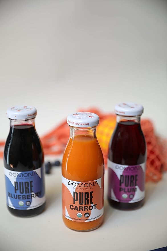 Pomona Organic Carrot Juice Cold Pressed USDA Organic Juices 100% Carrots No Added Sugar Not From Concentrate Vegan Kosher Non GMO Pasteurized 8.4 Ounce (Pack of 12)
