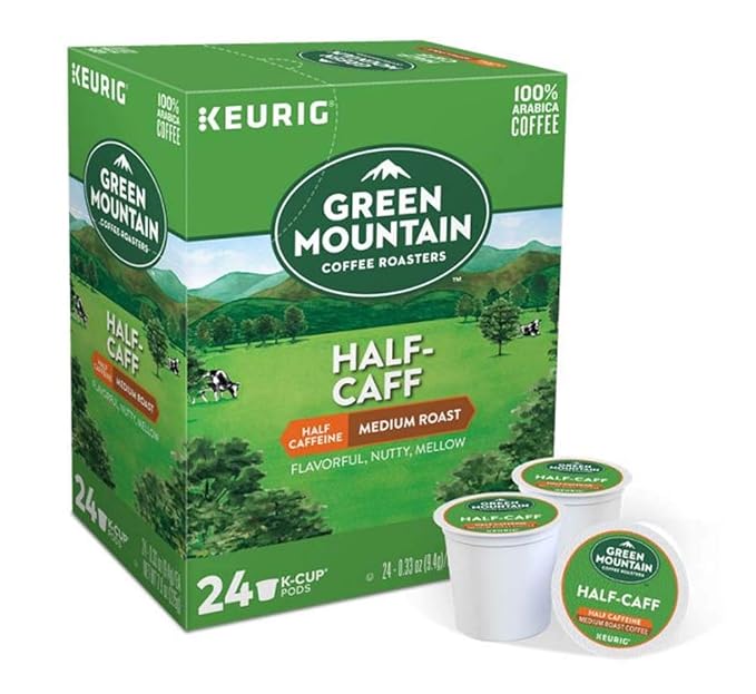 Green Mountain Coffee Roasters Half Caff Single-Serve Keurig K-Cup Pods Medium Roast Coffee 24 Count