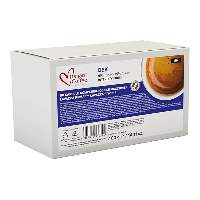 Italian Coffee capsules compatible with RIVO machines (DEK Decaff 50)