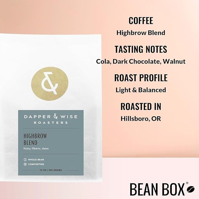 Highbrow Blend - Roasted by Dapper &amp Wise - Freshly Ground Coffee - 5 Pound Bag