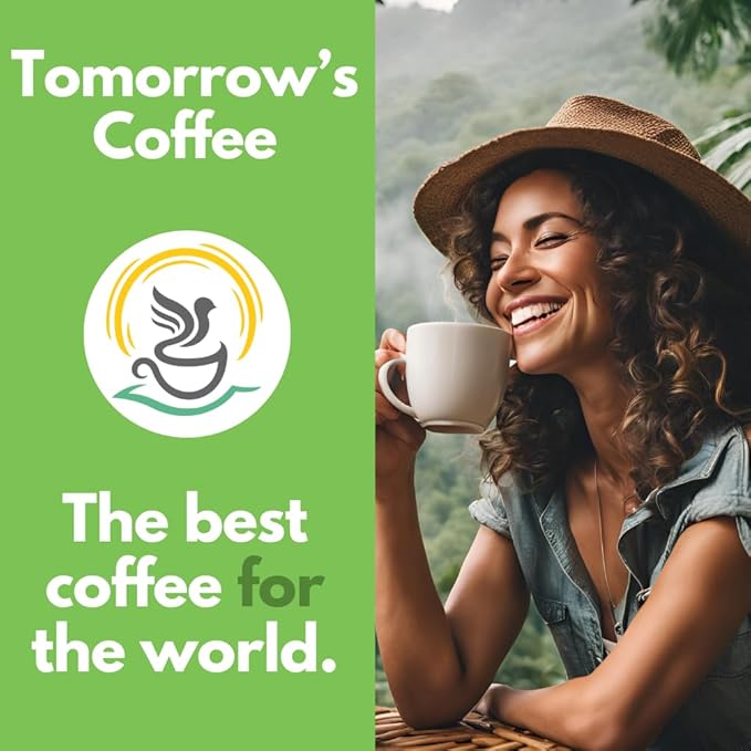 Tomorrow's Coffee Organic Fair Trade Shade Grown Whole Bean bird friendly coffee | Dark French Roast with chocolate flavor | Sustains Amazon Rainforest | 1 lb. omnidegradable bags (Ground)