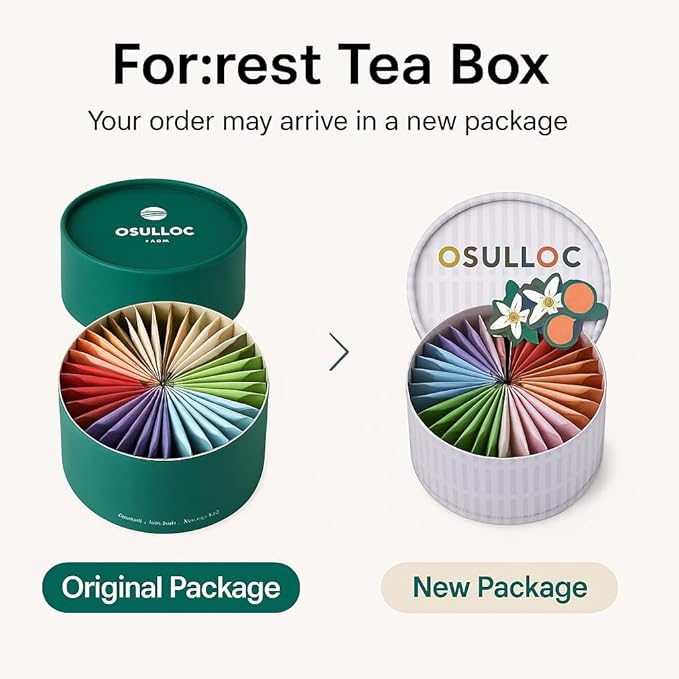 OSULLOC For:rest Tea Box (36 Count 6 Types x 6ea) Exquisite &amp Unique Gift idea For Tea Lover Variety Gift Box Sampler 6 Unique Blended tea from Jeju Island