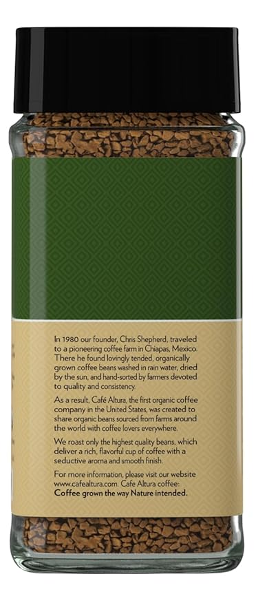 Cafe Altura Freeze Dried Instant Organic Coffee 3.53 oz Jar (Pack Of 6)