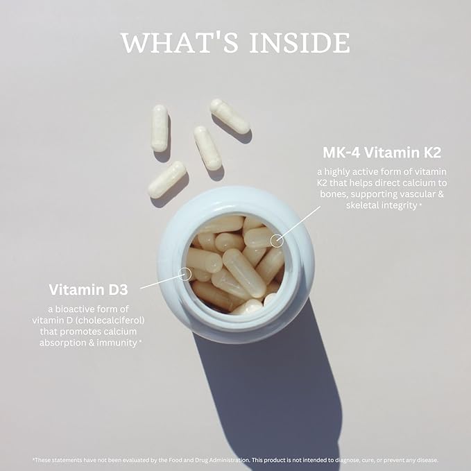 VTC VitaTradingCo. Vitamin D3 + K2 | High Potency Bioactive Forms | 1000iu D3 + 45mcg MK-4 K2 | Boost Calcium Absorption | Immune Heart &amp Bone Support | 120 Capsules
