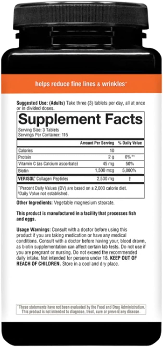 Youtheory Concentrated Effect Collagen with Verisol - Collagen Peptides with Vitamins C &amp B - Supports Hair Nails Bones &amp Joints - 345 Tablets (115-Day Supply)