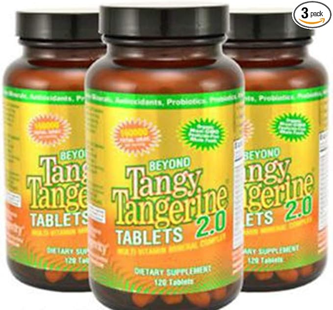Youngevity Beyond Tangy Tangerine 2.0 Multi-Vitamin &amp Mineral Complex - Made with Natural &amp Whole Foods | 160000 ORAC | 120 Tablets - 3-Pack